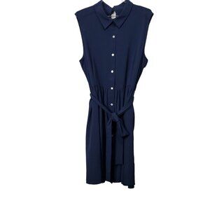 Hutch Anthropologie Navy Blue Sleeveless Collared Shirt Dress